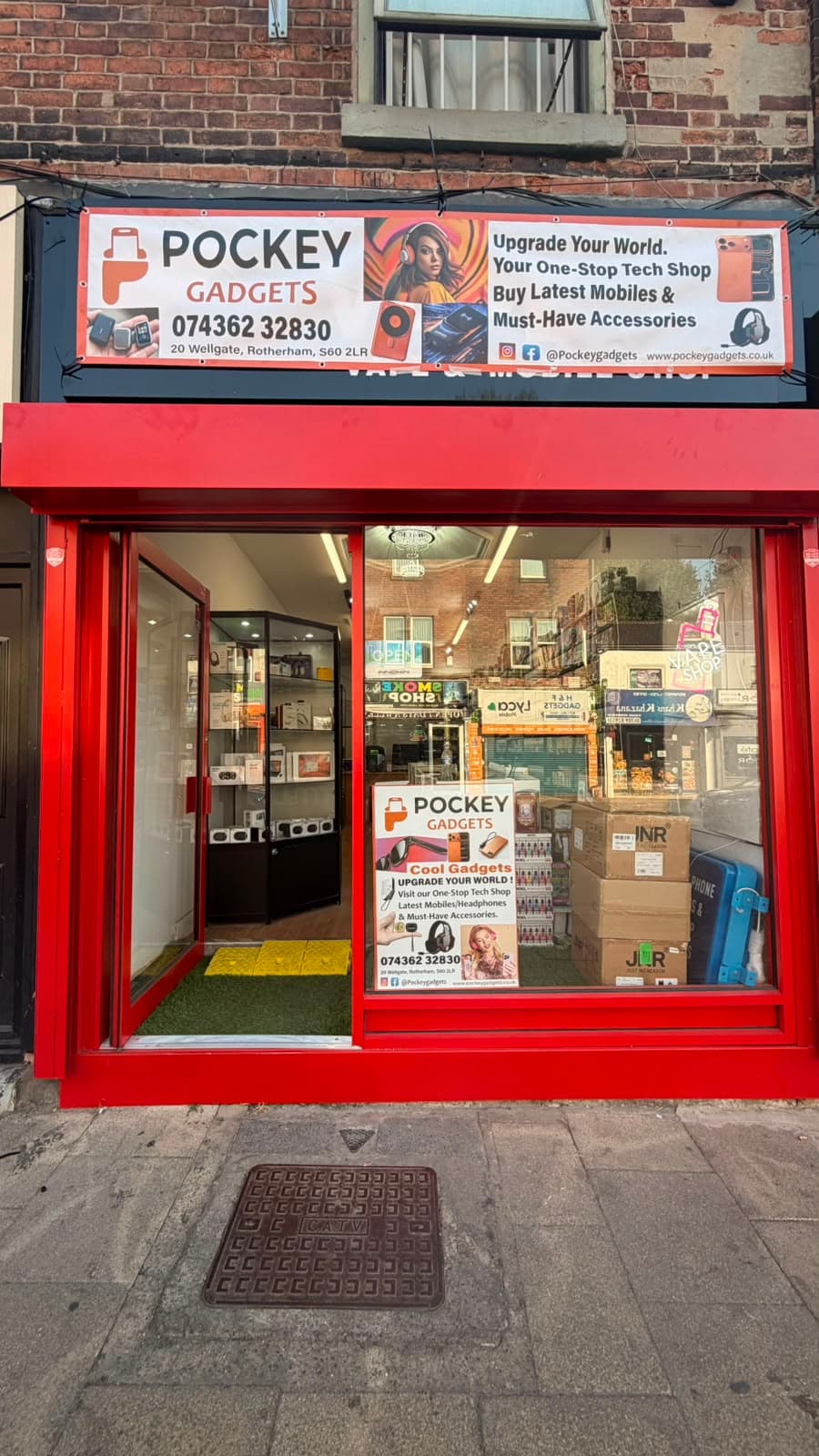 Pockey Gadgets shopfront on Wellgate, Rotherham