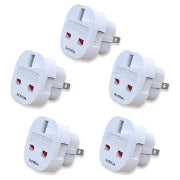 TechMax Pack of 5 UK to US Plug Adaptor Type G to Type A and B UK to USA, Canada, Japan, Thailand, Mexico, Jamaica, Dominican Republic, Barbados, China and more 2 Pin Flat Travel Adapter